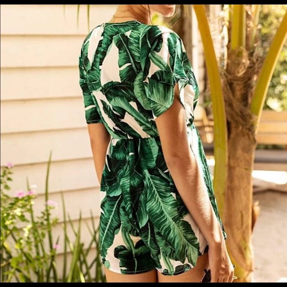 🤩Tropical Leaf Print Romper - Picture 5 of 8
